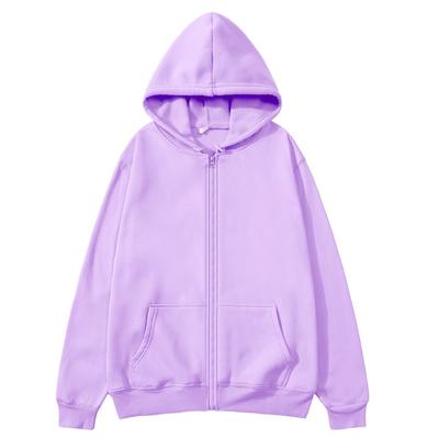 Autumn Winter Men's Women's Same Zipper Sweatshirt Cardigan Hooded Sweatshirt Solid Color Blank Sportswear Top