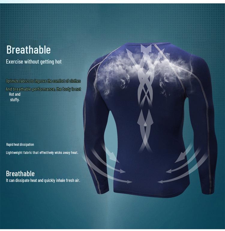 Men's PRO Quick-Dry Long Sleeve Sports Tights for Running, Training, and Basketball