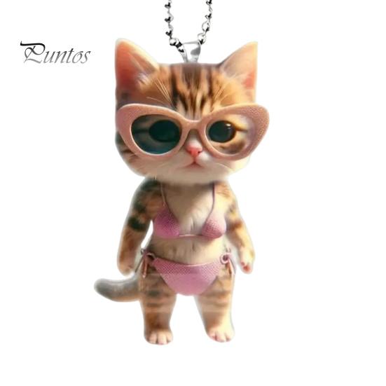 

Подвеска в виде котенка, 2D, плоский акриловый мультяшный кот, украшение в виде бикини, котенок с солнцезащитными очками, брелок, кулон на рождественскую елку, подарок для любителей кошек Cat