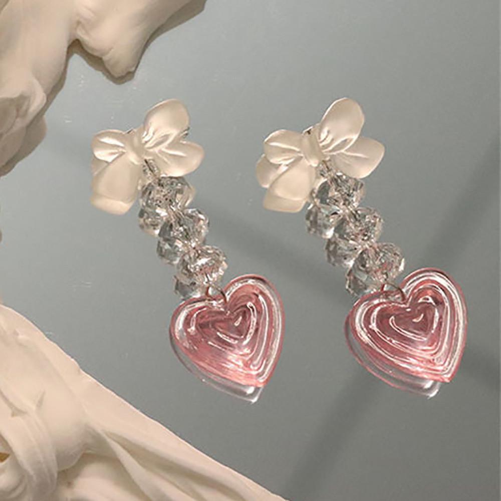 

Сердце Стильные Розовые Серьги Модные Длинные Покрытые Сплавом Геометрические Подвески Ювелирные Изделия Для Женщин