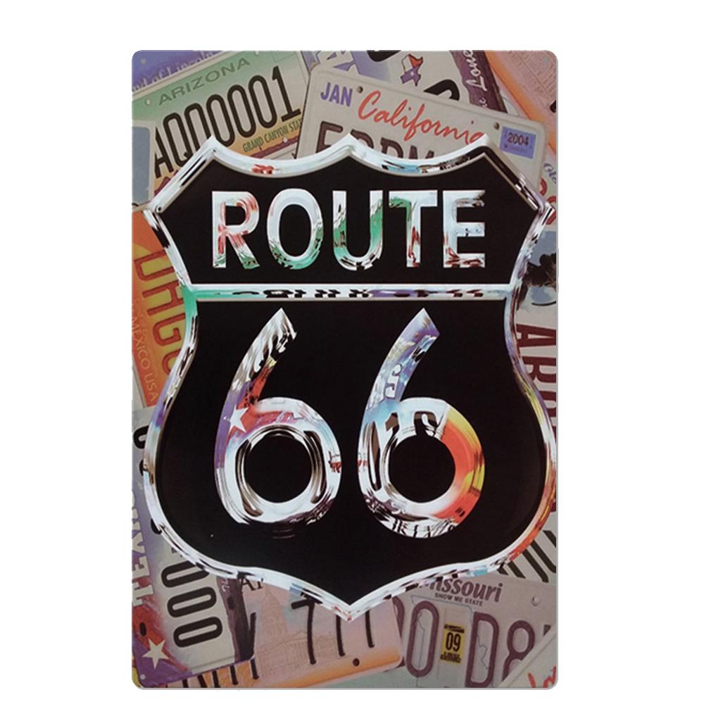 Vintage USA Route 66 Sign Metal Tin Plate Bar Pub Club Man Cave Wall Decoration Plaque Retro Poster Home Decor 30X20CM