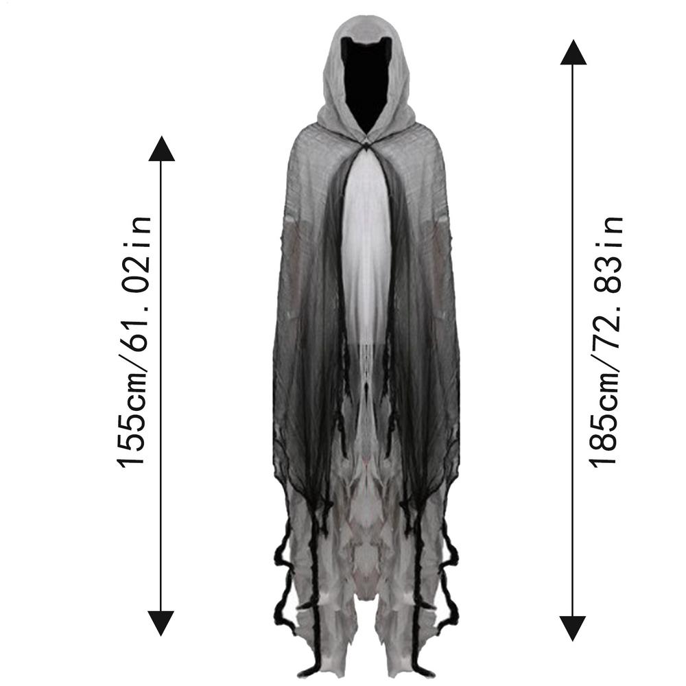 

Halloween Ghost Dementors Cosplay Costume Unisex Gothic Horror Zombie Vampires Hooded Capes Day Of The Dead Party Props Cloaks сірий колір