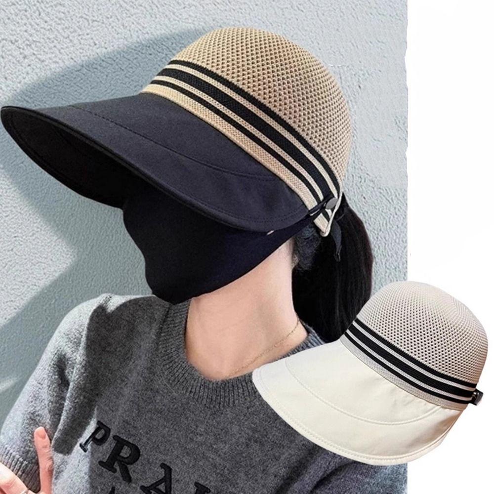 Breathable Outdoor Beach Hat UV Protection Net-top Sunshade Cap Simple Large Brim Sun Hat  Hiking
