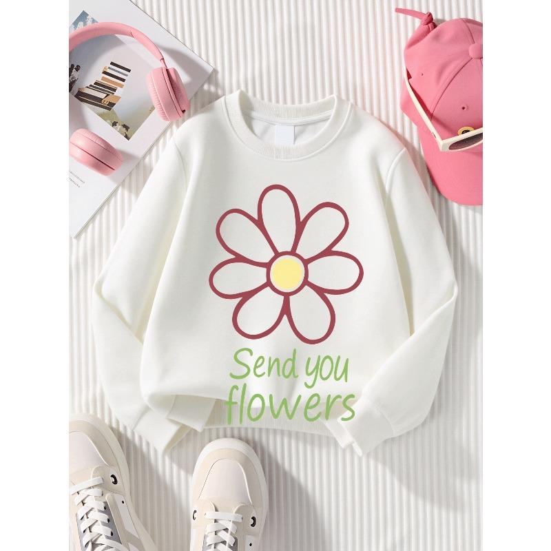 Kids Sweatshirt ,Casual Sweatshirt Printed Round Neck Pullover, Send You Flowers, Autumn And Winter,Comfortable Warm Fashion Printed Top