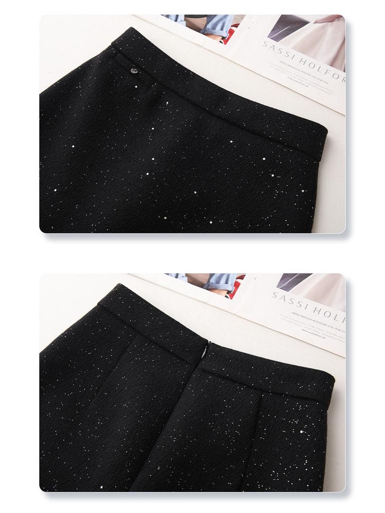 Women's Gray Wool Midi Skirt - High Waist, Slimming A-Line