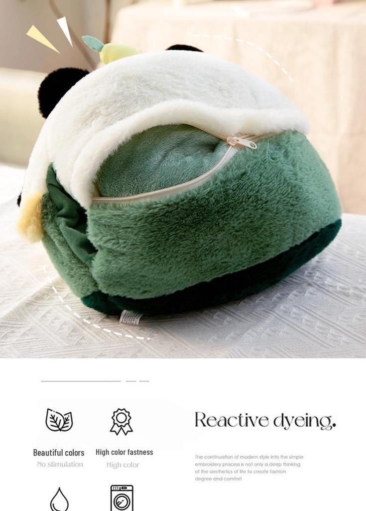 Panda Pillow Blanket: Multifunctional Office Nap Cushion & Hand Warmer for Car Use.