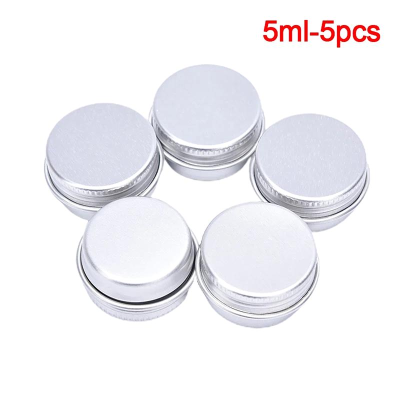 5 Pcs Aluminum Mini Round Tin Metal Container Bottles Storage Jar Screw Lids Box Cosmetic Travel Packaging Can Circular Box