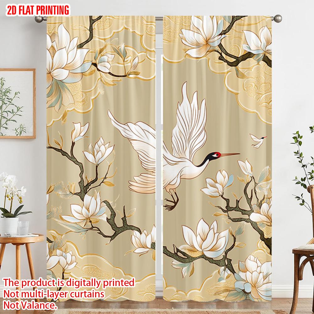 2pcs   Plane Printing Pattern Curtains Roses and Sparkling Butterflies  Versatile Fabric (without Rod) Art Deco Festive for