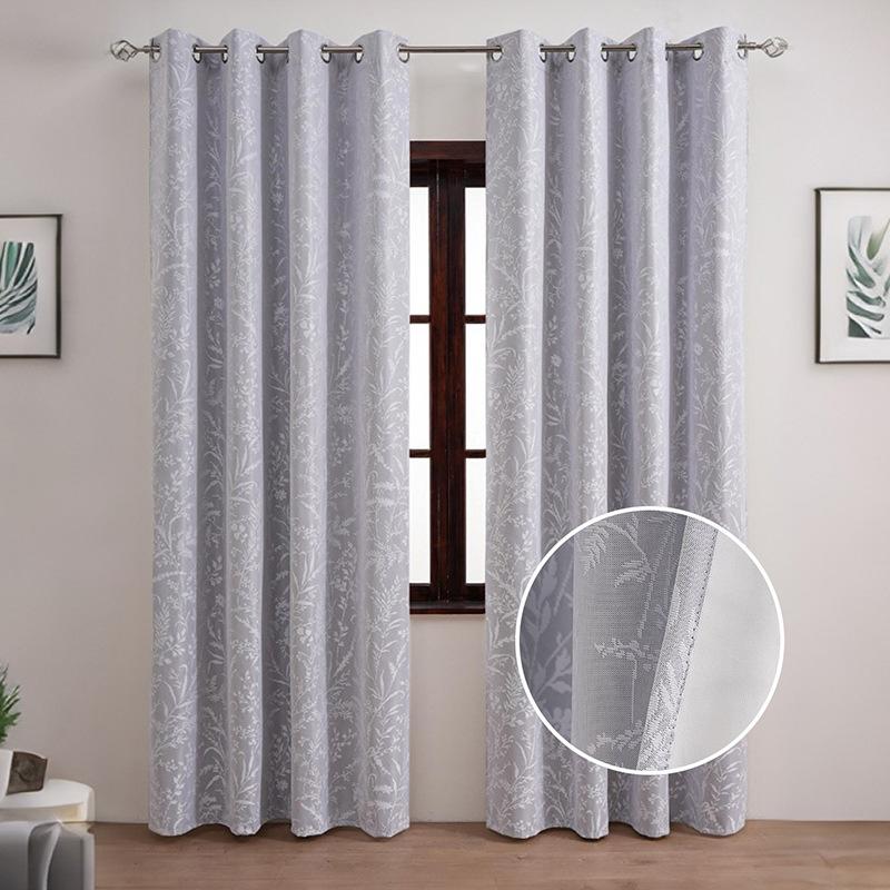 

American Retro Full Blackout Burgundy Curtains Finished Light Luxury Living Room Bedroom Balcony Lace Coating 2pcs*Punched 130*160 piece