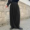 INCERUN Men Elastic Waist Irregular Wrap Casual Loose Long Pants Trousers