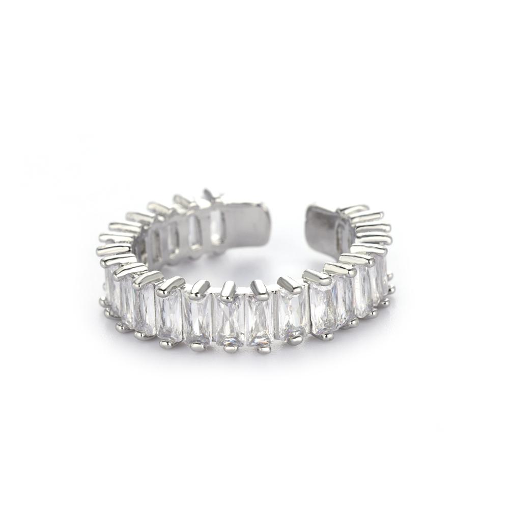 Y2K Colorful Zircon Stainless Steel Rings for Women Silver Color Open Finger Ring Wedding Jewelry Punk Hip Hop Accessories Gifts