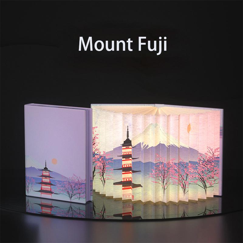 LED Foldable Book Lamp Wooden Paper Mood Light Type-C Charging Night Light Bedside Table Lamp for Home Bedroom Office Decor Gift