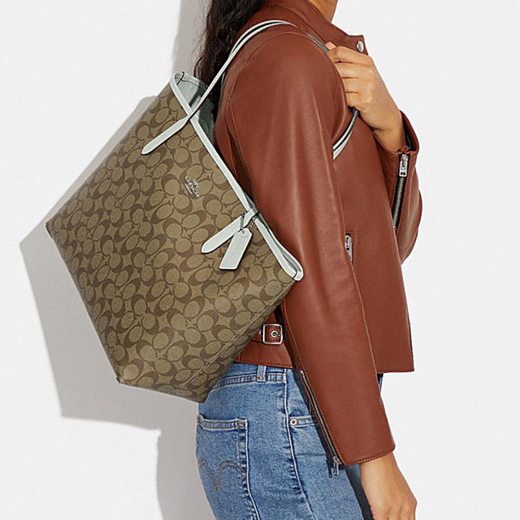 New COACH City PVC Tote Bag, Shopping Bag, Shoulder Bag, Handbag Large Women's Brown 5696-SVV7Q