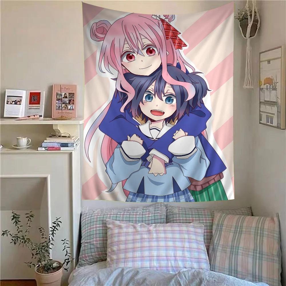 Kawaii Anime Girls Printed Tapestry Happy Sugar Life Anime Printed Tapestry Wall Hanging Cute Cartoon Style Home Decor