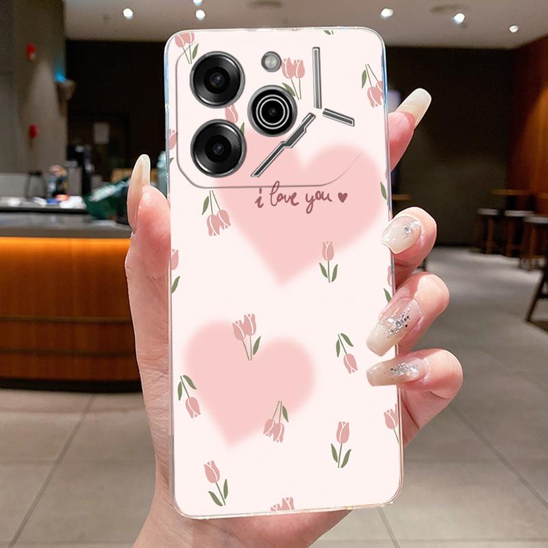 Phone Case For Tecno Pova 6 Pro 5G LI9 Case Tecno Pova 6 5G LI7 Back Cover Luxury Butterfly Flowers Transparent Soft TPU Casing