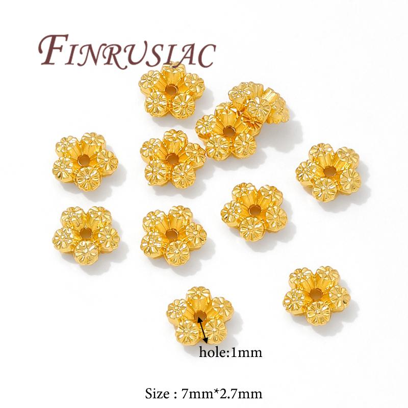 18K Gold Plated Spacer Beads For Jewelry Making,Brass Flowers Beads,Separators For Beads,DIY Bracelets Accessories