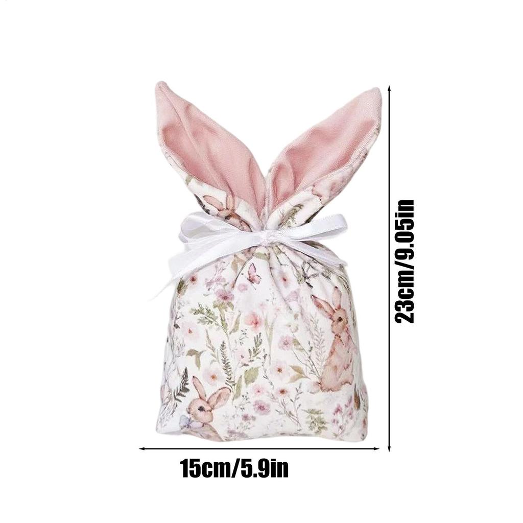 Easter Candy Bags 10 Pieces Bunny Ear Drawstring Treat Bags Goody Favor Bags for Party Holiday Birthday Easter Egg Hunt Supplies