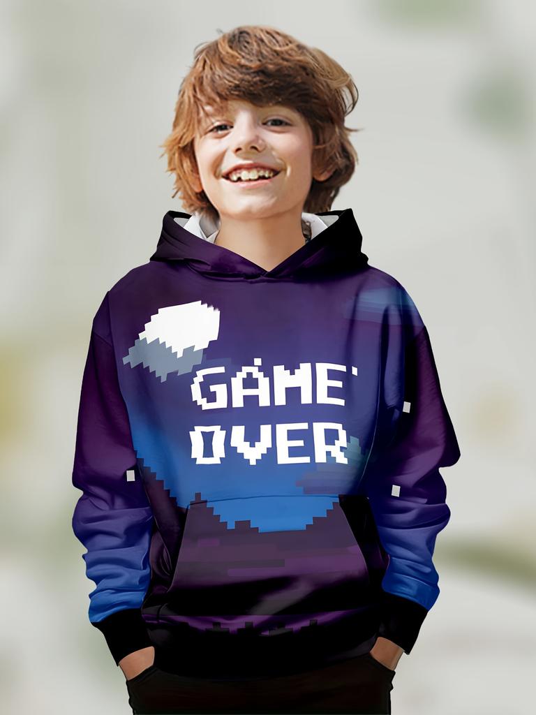 Abbigliamento per bambini Ragazzi Felpe con cappuccio Manica lunga Stampa 3D Gamepad Bambini Primavera Autunno Vestiti Casual All'aperto Elegante Ragazzo Ragazza Vestiti Top