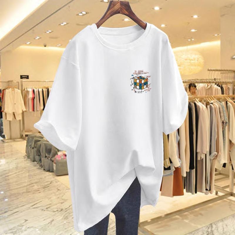 

White cotton short-sleeved t-shirt women s 2025 new summer loose large-size women s clothing autumn long-sleeved top bottoming shirt S