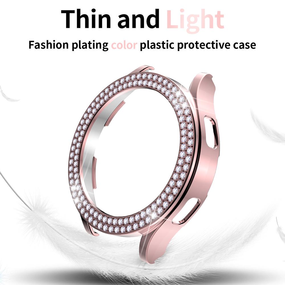 Diamond Case for Samsung Galaxy Watch 5/4 40mm 44mm Hollow Out Protective Shell Two Rows Bling Crystal Bumper Cover No Screen