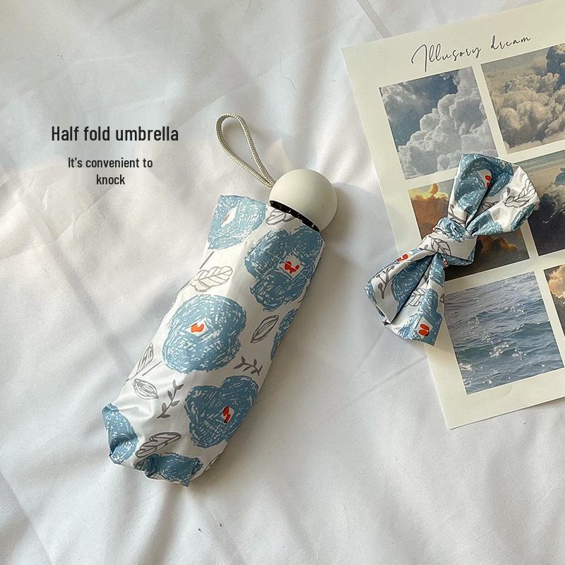 Automatic Digital Print Umbrella with UV Protection - Japanese and Korean Style Women's Sunshade, Three To Five-Fold.