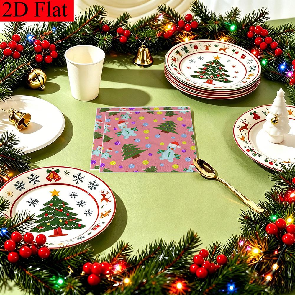 20pcs Disposable Napkins with Christmas Candy Pattern Print for Wedding,Parties,and Daily Use for Thanksgiving Fall Christmas Table Decoration