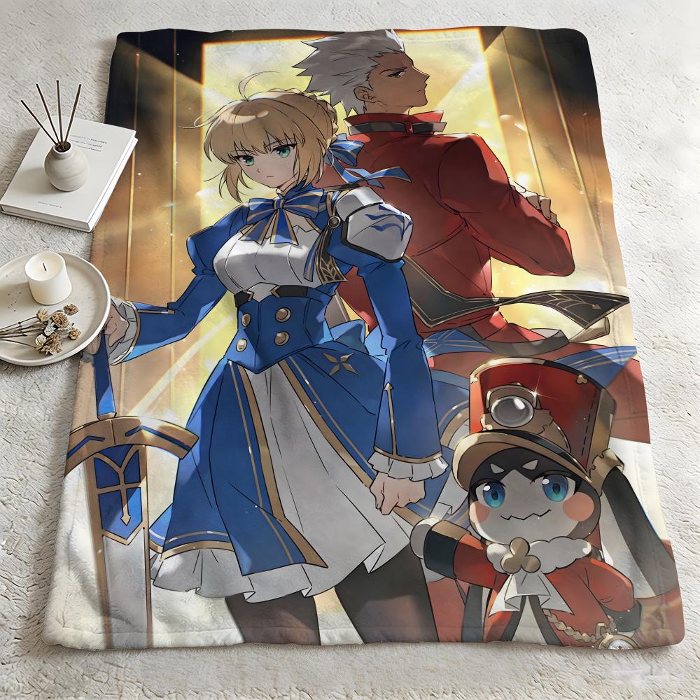 Game FFate Grand Orderr Throw Warm Soft Flannel Blanket Multiuse for Sofa Bed Camping Travel Nap