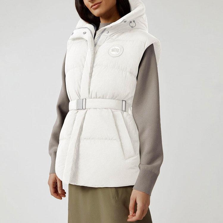 Canada Goose Solid Color Windproof Warm Soft Zipper Stand Collar Sleeveless Puffer Vest With Duck Down Filling Women Vest White 8813W-433
