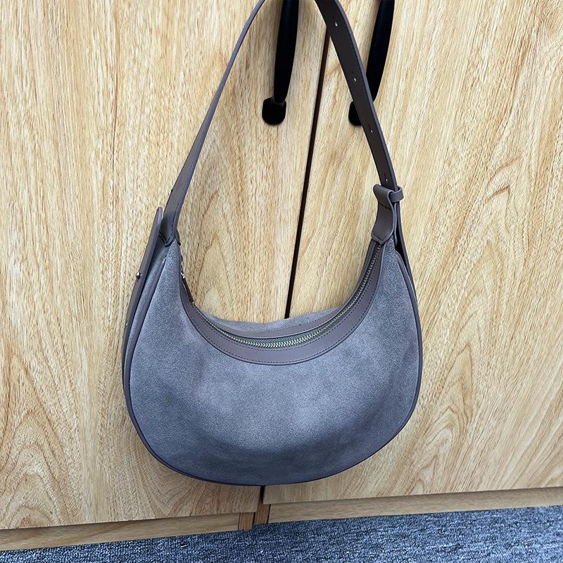 Autumn and winter new leather women's bag casual versatile crescent bag matte first layer cowhide shoulder bag crossbody women's bag