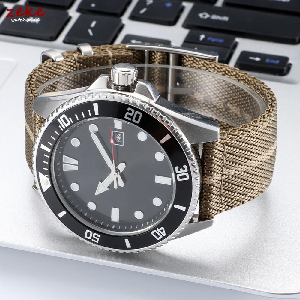 Ribbed Nylon Watch Strap for Omega 20mm 22mm Woven Nylon Watchbands for Seiko Men's Military Sport Breathable Wristwatch Band
