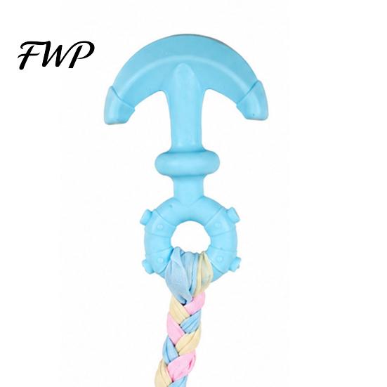 Tear Resistant Dog Rope Tug of War Toy, Rubber Chew Toy with Braided Safe Toys Fabric Strips, Interactive Teeth Cleaning for Small to Large