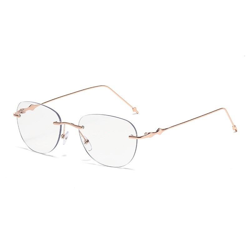 4pcs New Vintage Metal Color Changing Anti-blue Light Glasses Frame Simple Flat Light Glasses Lens Fashionable Eyewear