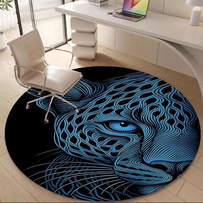 1pc Tiger Abstract Office Round Area Rug, Indoor Mat Suitable ForOffice, Under Office Chairs Bedroom Living Room Home Decor, Room Deco T103
