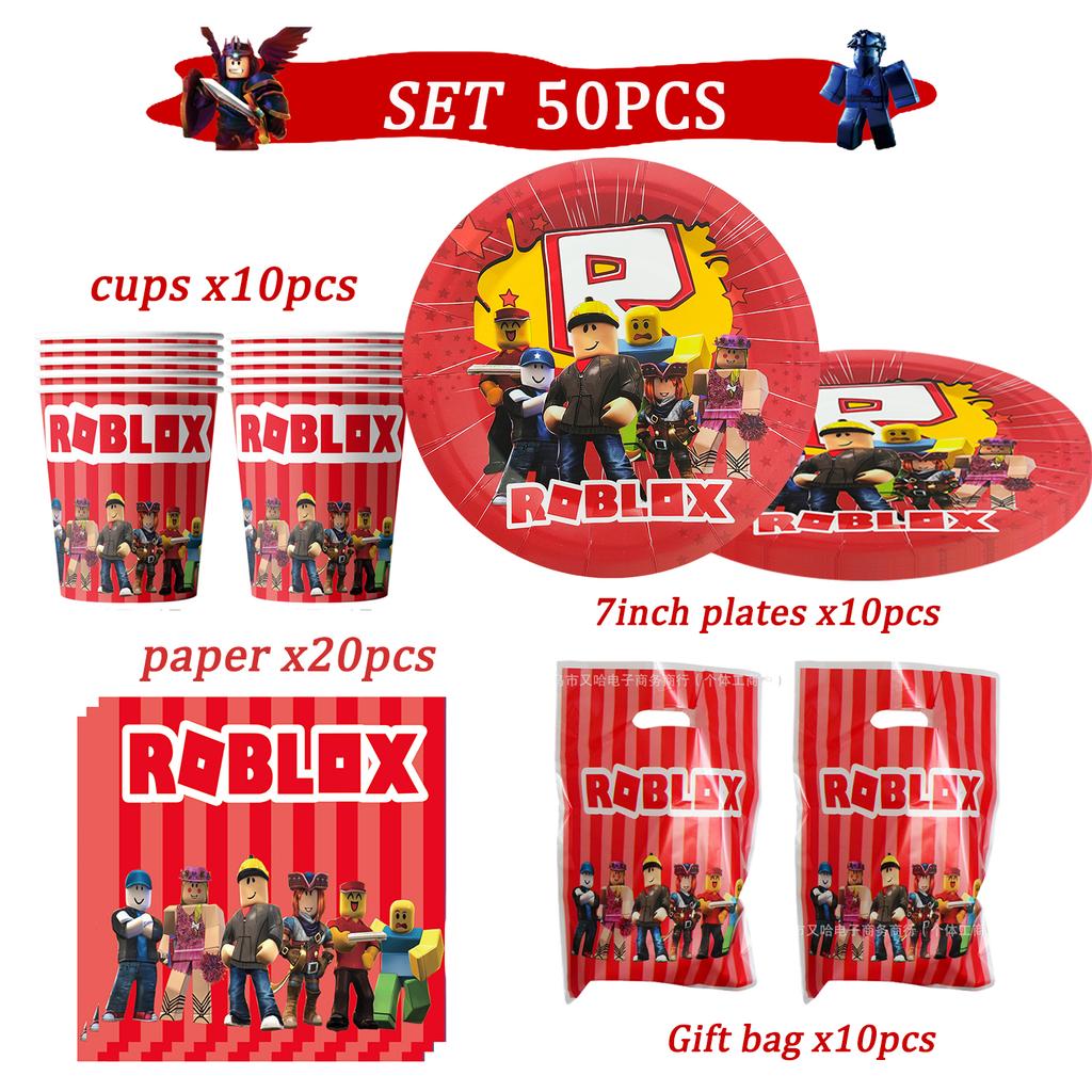 Roblox Birthday Party Decorations Supplie Celebration Disposable Tablecloth Cup Plate Baby Shower banner set Entertaining Play Safe Kid Friendly Fun