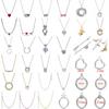European New 925 Silver, Pink Bow, Red Heart, Flower Necklace, Suitable for Women's Festival Exquisite Charm Jewelry Gifts