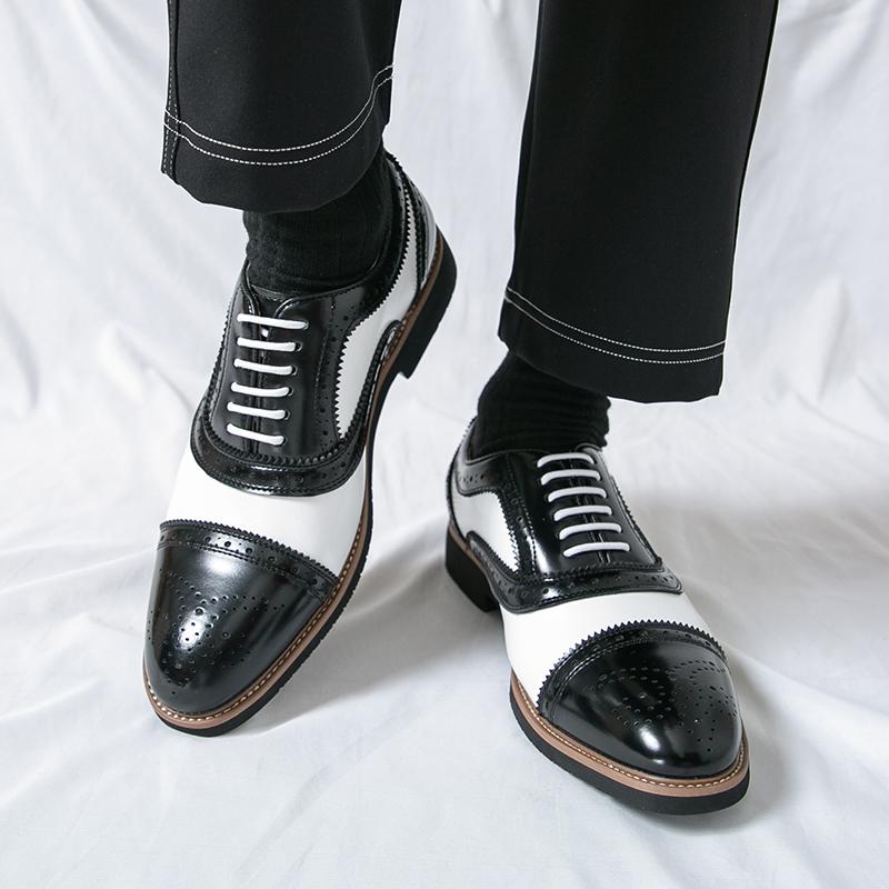 Fashion Men's shoes Classic Gentleman British Style Fashion Party Groom Wedding 38-46 Brogue suit High quality Color blocked shoes
