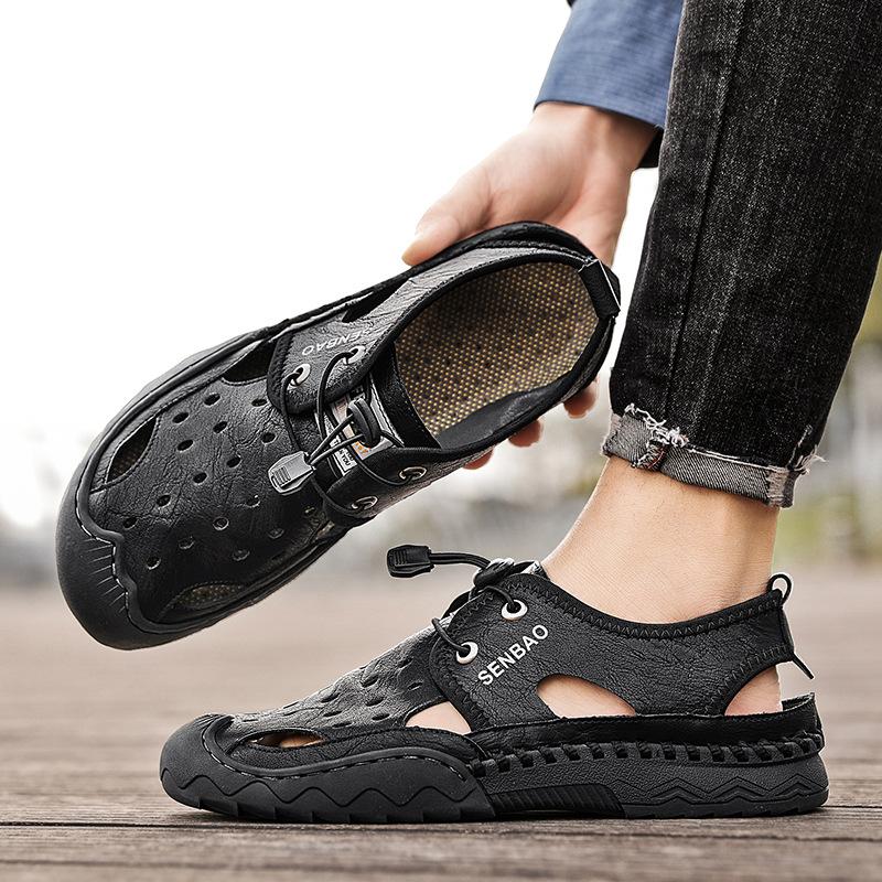 2025 Summer Hand-sewn Casual Men's Shoes Outdoor Wading Men's Sandals 2025 Direct Sales Mesh Fashion