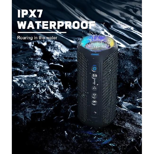רמקול בלוטות' נייד Ortizan X8 X10 Pro עם סאונד סטריאו 40W, בס עשיר, עמיד במים IPX7, 30 שעות זמן נגינה, אורות בצבעים מעורבים, 3 מצבי EQ