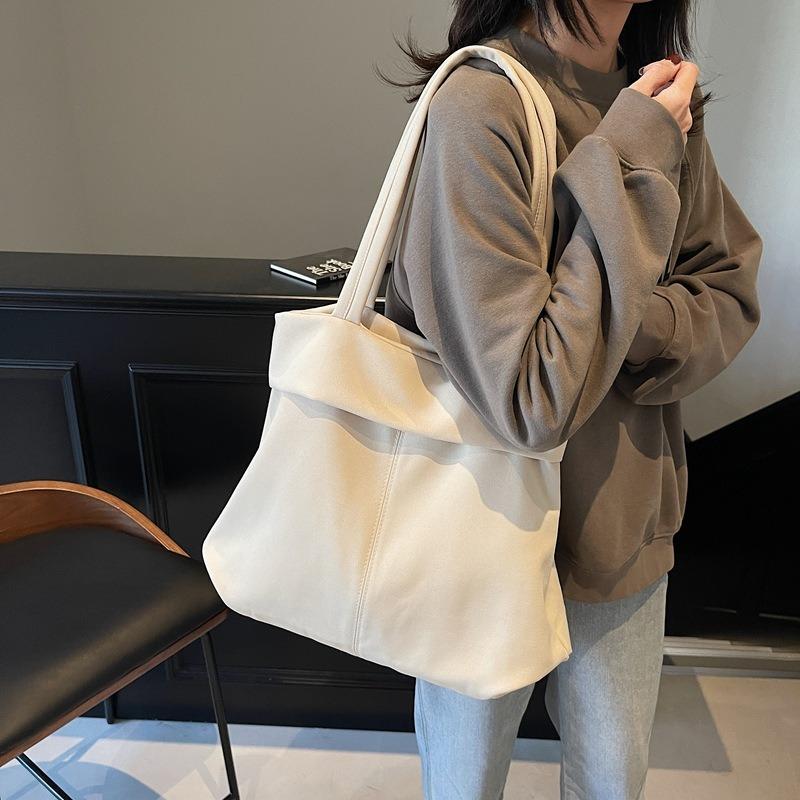 New casual canvas fashionable solid color large capacity solid color tote canvas crossbody shoulder portable tote bag