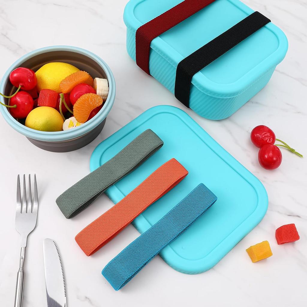 6 Pcs Lunch Box Fixing Band Bento Box Elastic Belt Elastic Cinch Straps Fixing Wrap Loop Belts for Office Classroom Picnic Camping Outdoors Meal Plan