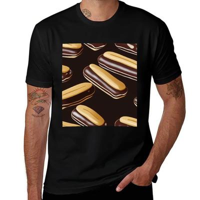 Chocolate Eclairs Pattern T-Shirt Funny T Shirts Man Cotton T Shirts Man 100% T-Shirt