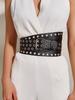 Row Buttonhole Double Extended Womens Waistband Elastic Decoration Dress