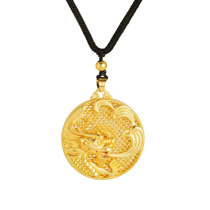 dutý značka Xiangyun Dragon znak štěstí hlava draka kulatá značka vysoký náhrdelník přívěsek
