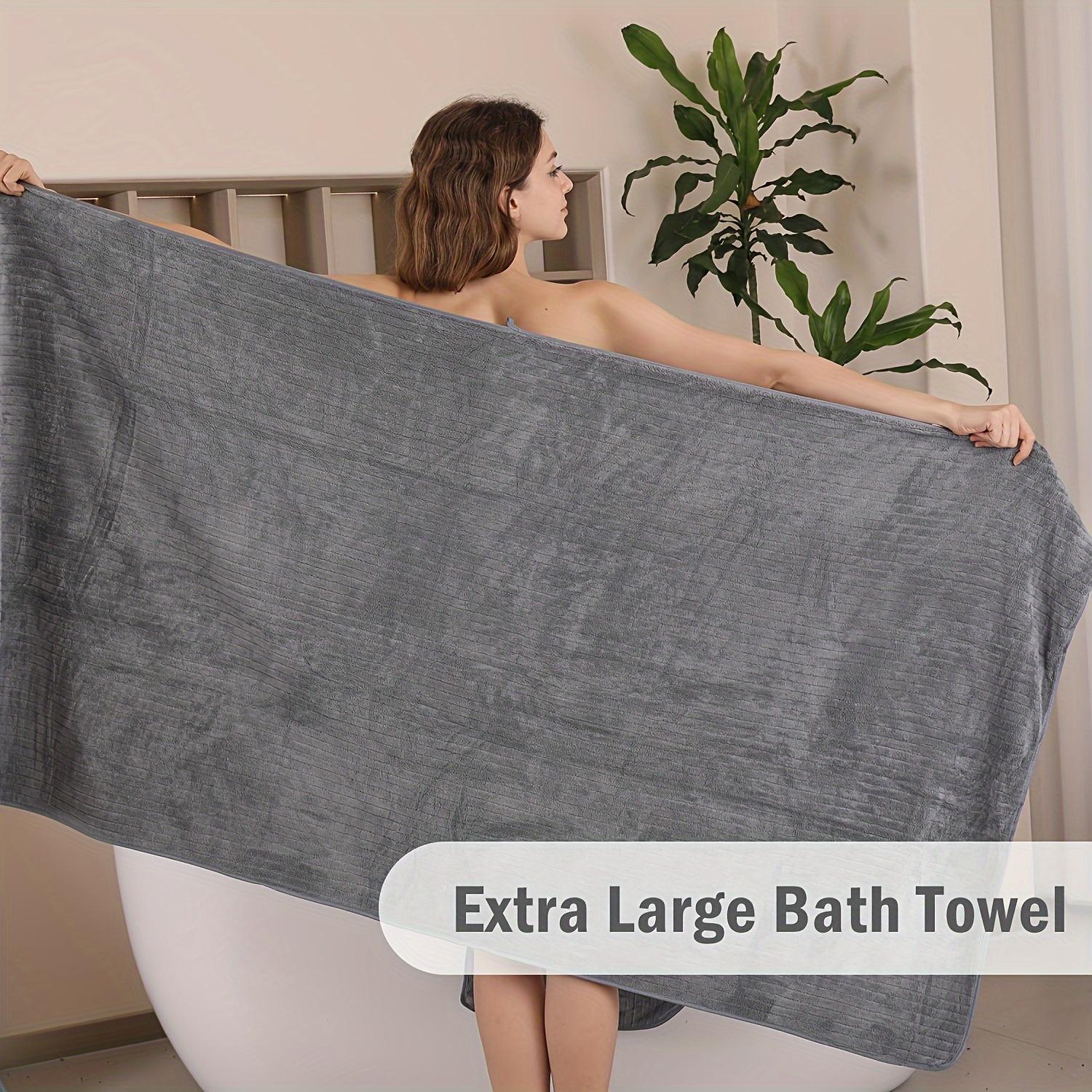 Oversized Bath Towel Set, Oversized Towel Microfiber Soft XL Bath Towel Super Absorbent Bath Towel Set Quick Drying Plus Size Shower Towel colore grig