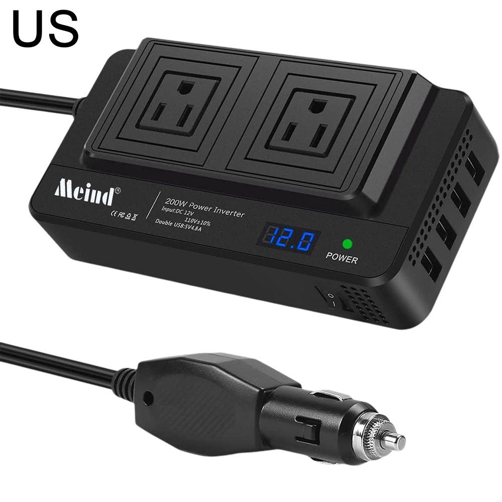 200W Car Power Inverter Modified Sine Wave Power Adapter DC 12V To AC 110V 220V  Fast Charging Universal US EU Plug Socket