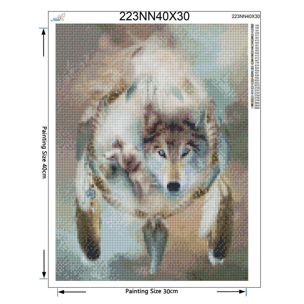 Icon Broderie cu diamant Wolf Dream Catcher 5D Punct de cruce Rotund Burghiu Diamant Pictură DIY Perete