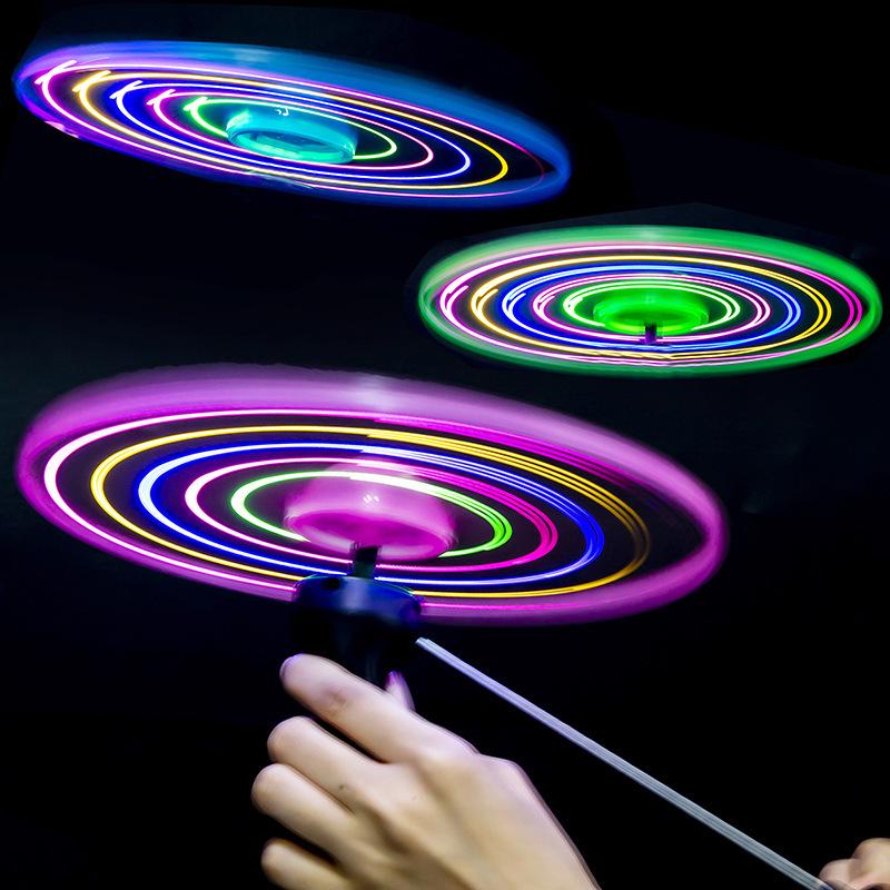 New 5-Color Luminous Flying Saucer Frisbee with Pull String - Fun Sky-High Toy