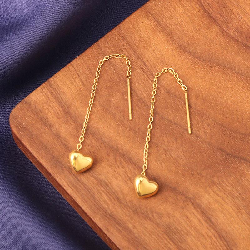 18K Gold Plated Titanium Steel Heart Earrings for Women