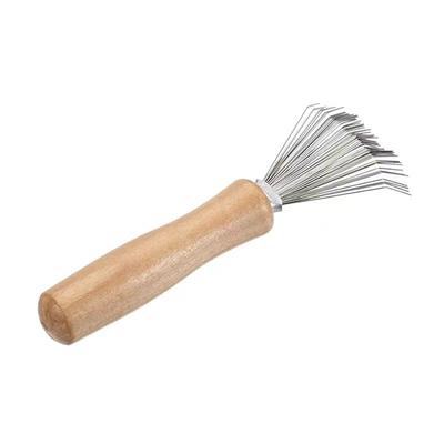 Hair Scalp Cleaning Brush with Stainless Steel Wire Bristles and Wooden Handle for Scalp Massage and Hair Care Tool for Deep Cleansing