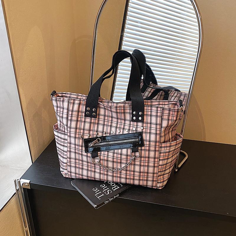 Pu Grid Modern Bag Stitching Internal Slots Work Weekend Outings Travel Bags